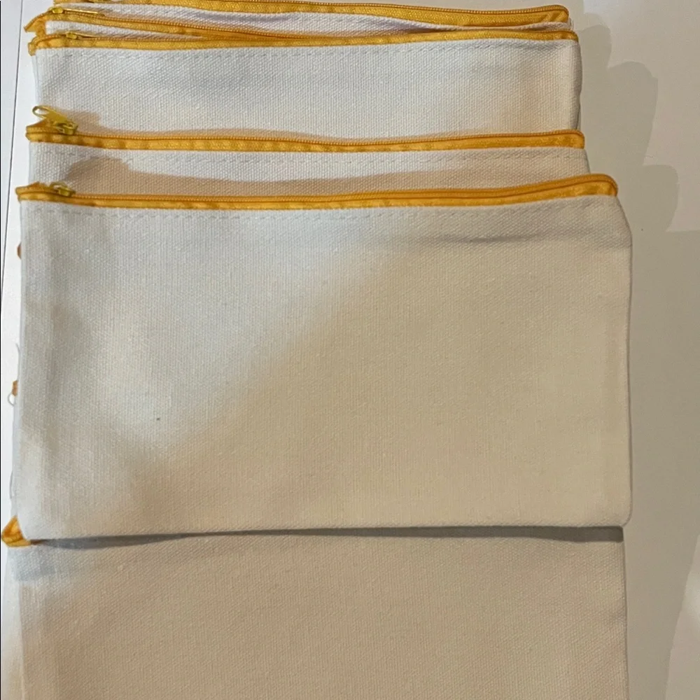 10 piece Set of Cream and Yellow Zipper Pouches New